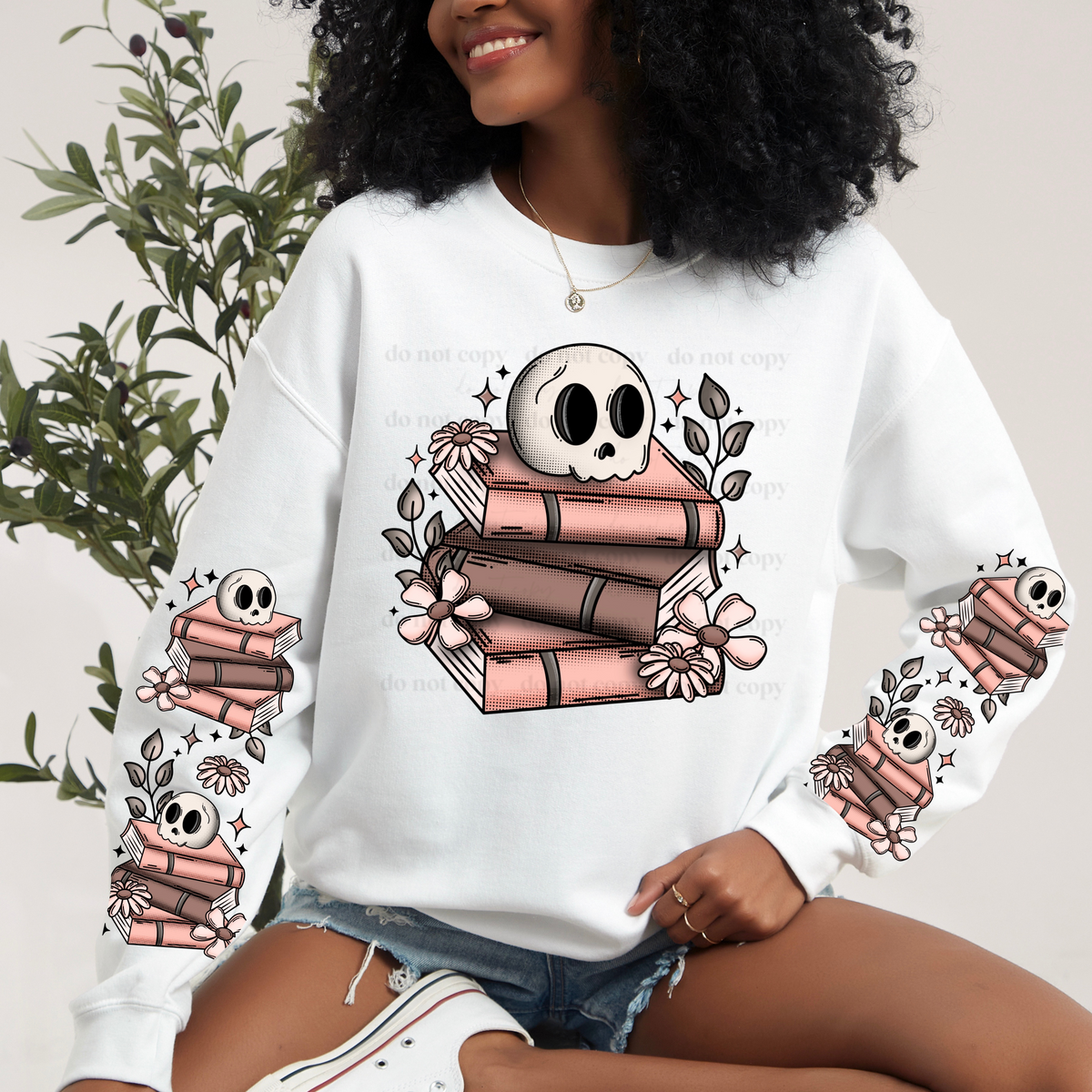 Skull &amp; Books DTF Transfer