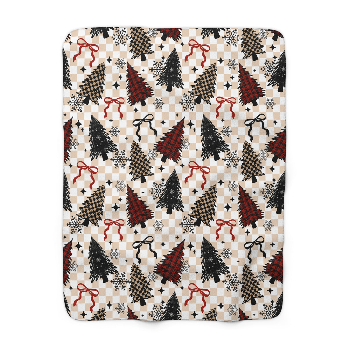 Christmas Plaid Trees Sherpa Fleece Blanket