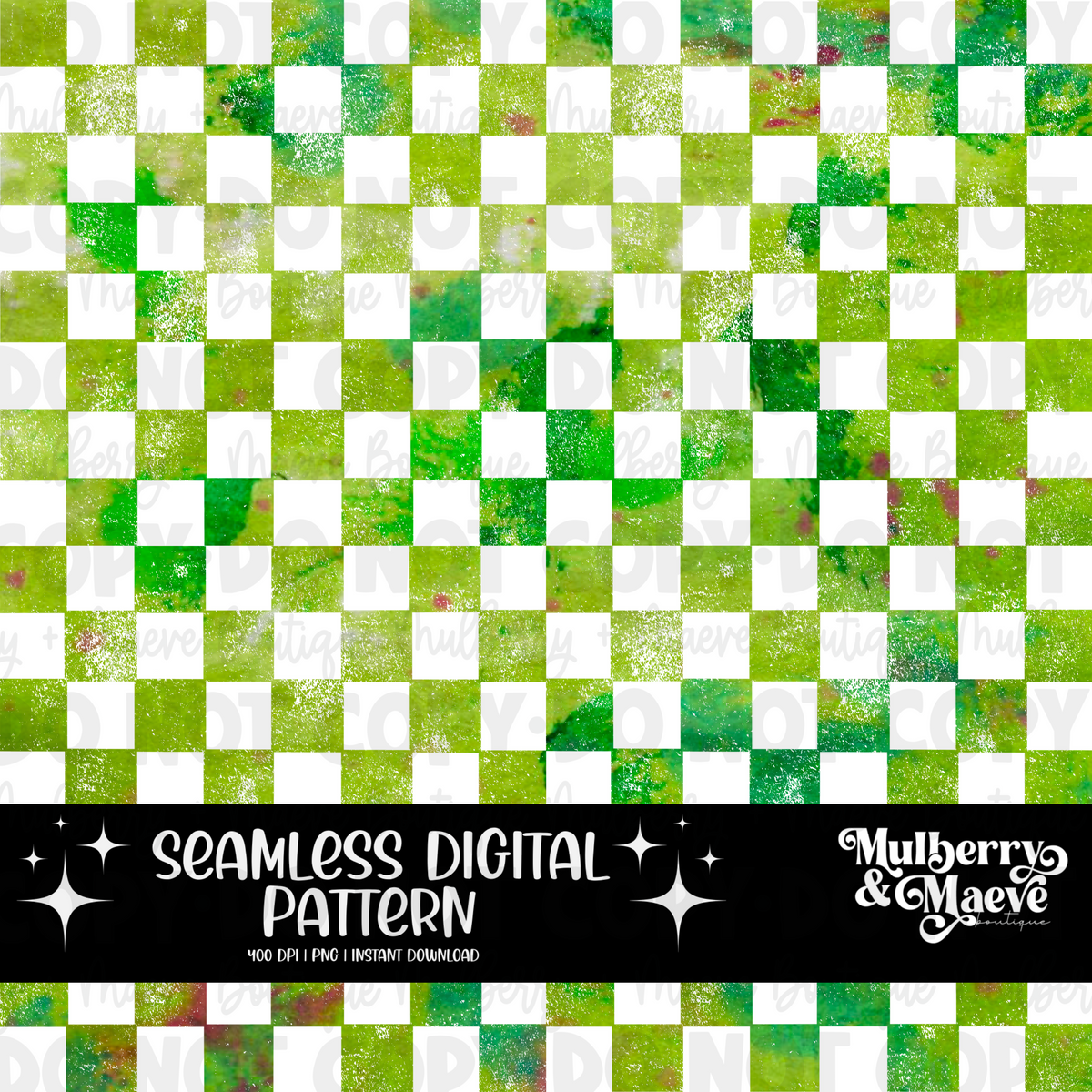 Green Checkered Digital Seamless Pattern