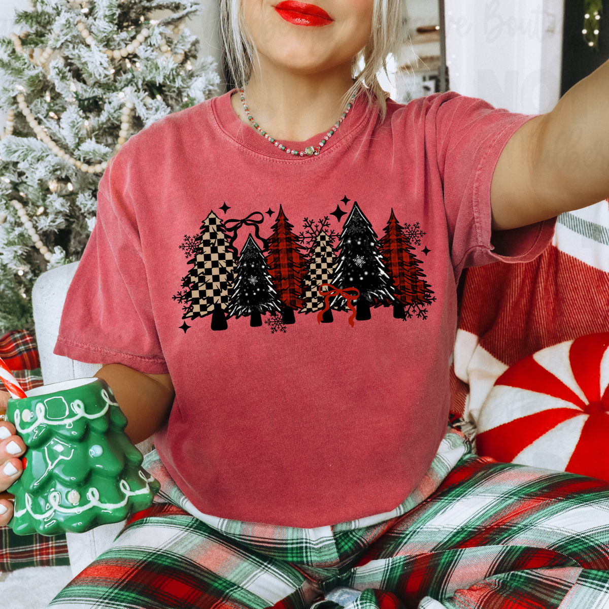 Plaid Christmas Trees w/Sleeves DTF Transfer