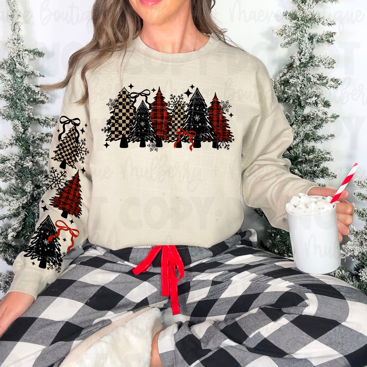 Plaid Christmas Trees w/Sleeves DTF Transfer