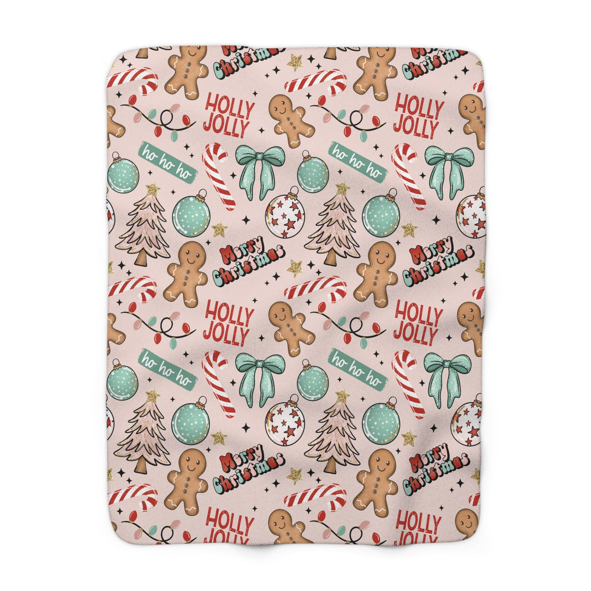 Gingerbread Christmas Sherpa Blanket