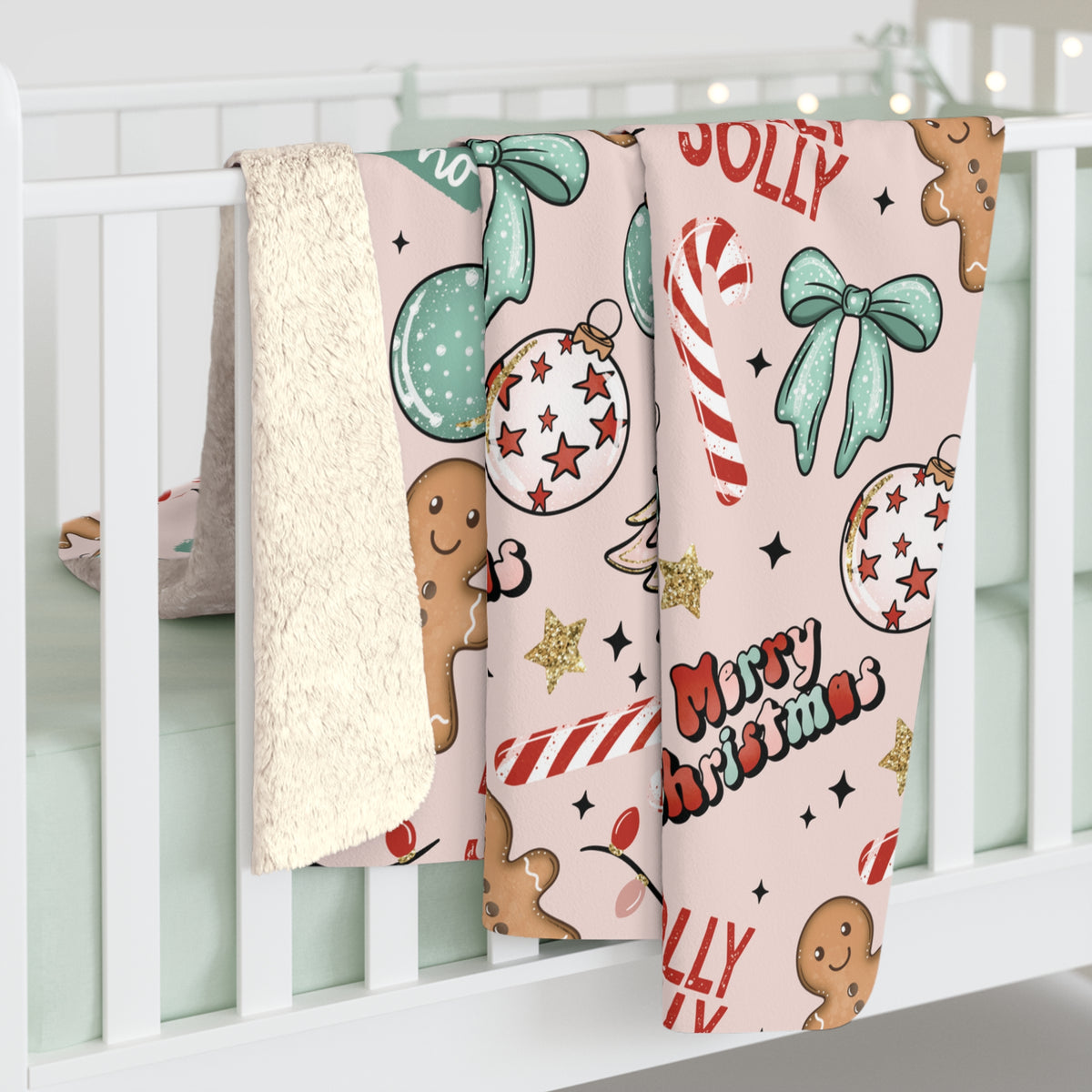 Gingerbread Christmas Sherpa Blanket