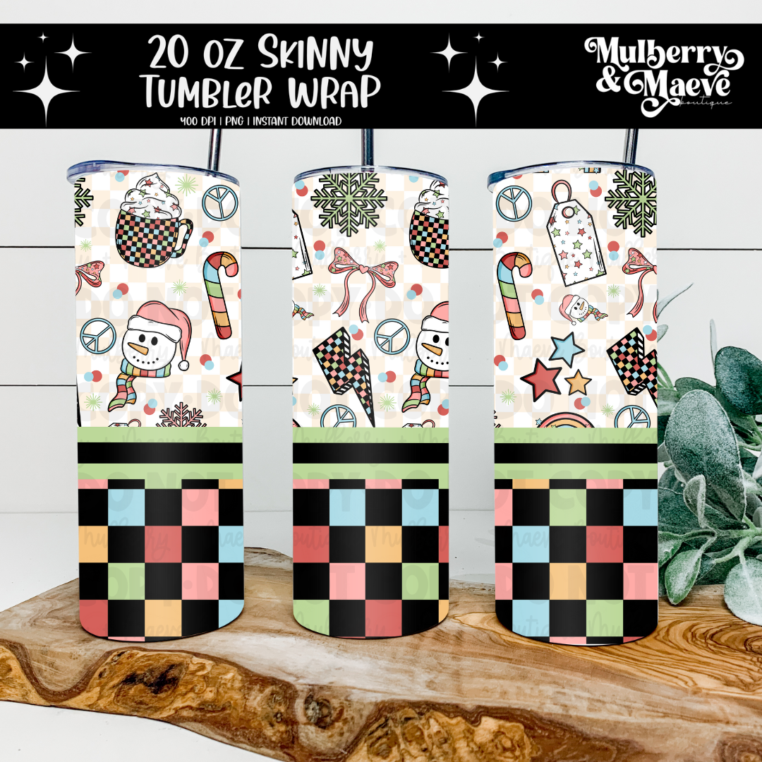 Retro Snowman 20 oz. Digital Skinny Tumbler