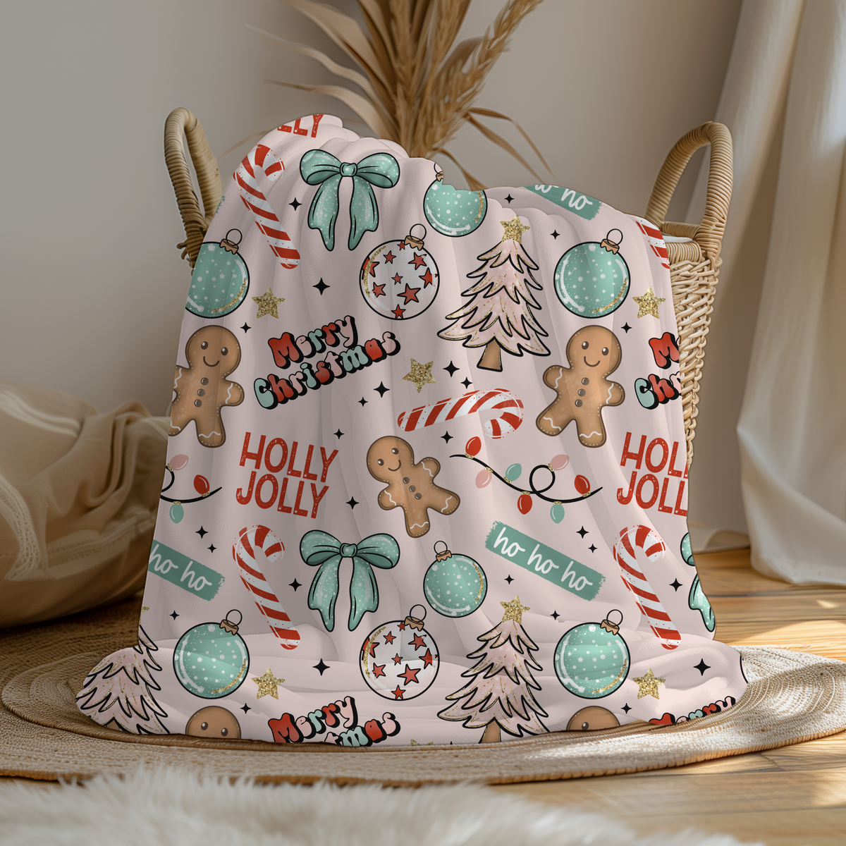 Gingerbread Christmas Sherpa Blanket