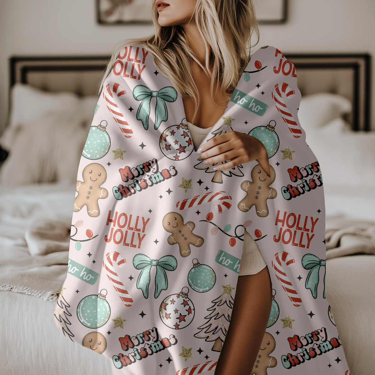 Gingerbread Christmas Sherpa Blanket