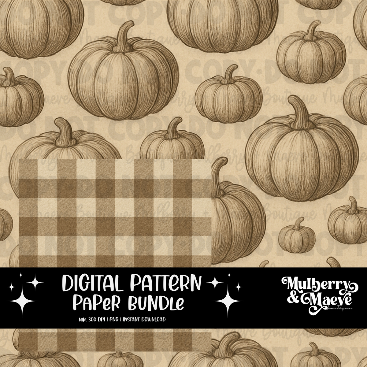Rustic Pumpkin Digital Pattern Paper Bundle