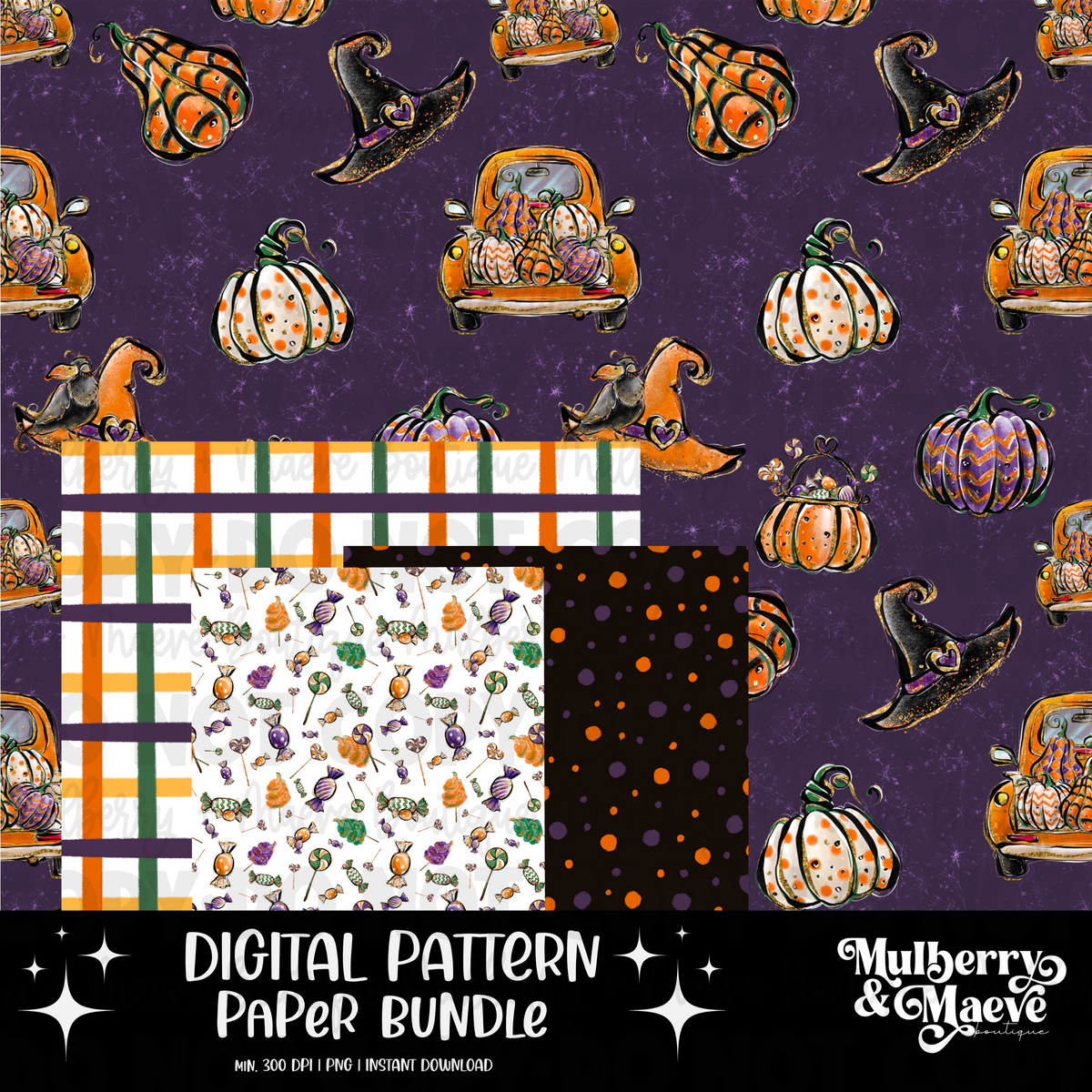 Trick or Treat Digital Pattern Paper Bundle