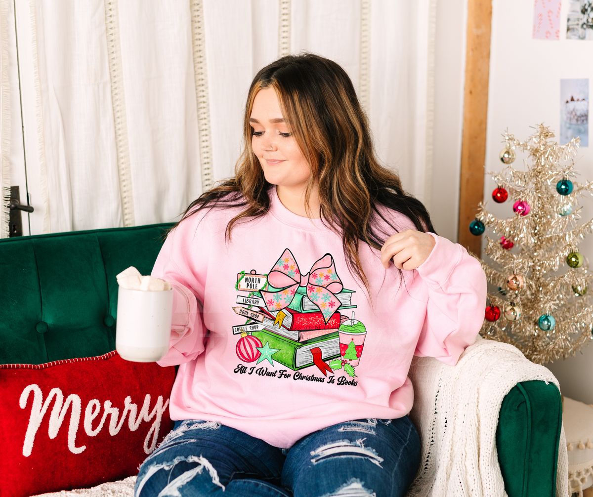 All I Want for Christmas Is Books DTF Transfer