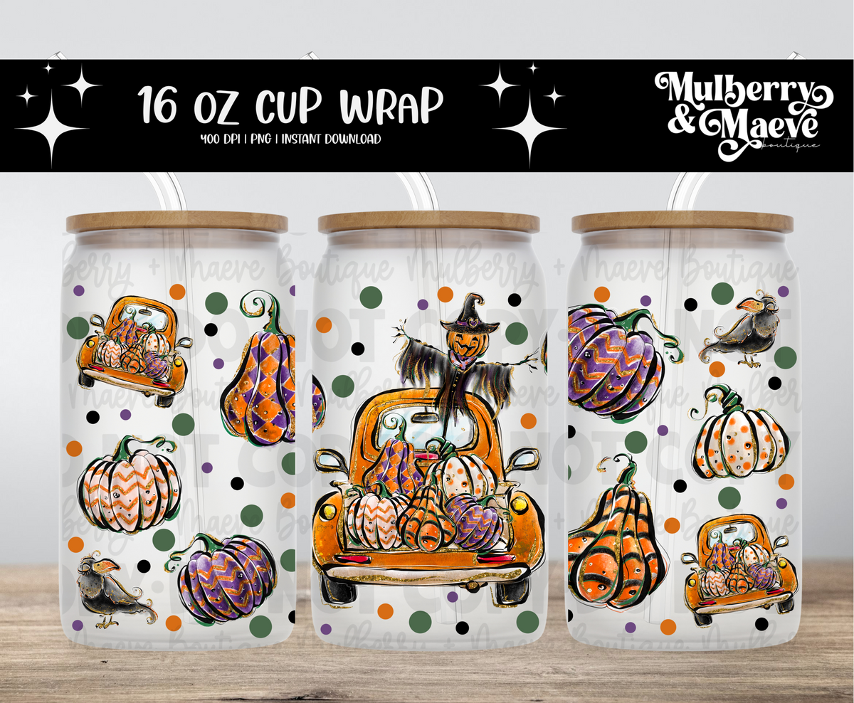Trick or Treat Digital 16 oz Cup Wrap