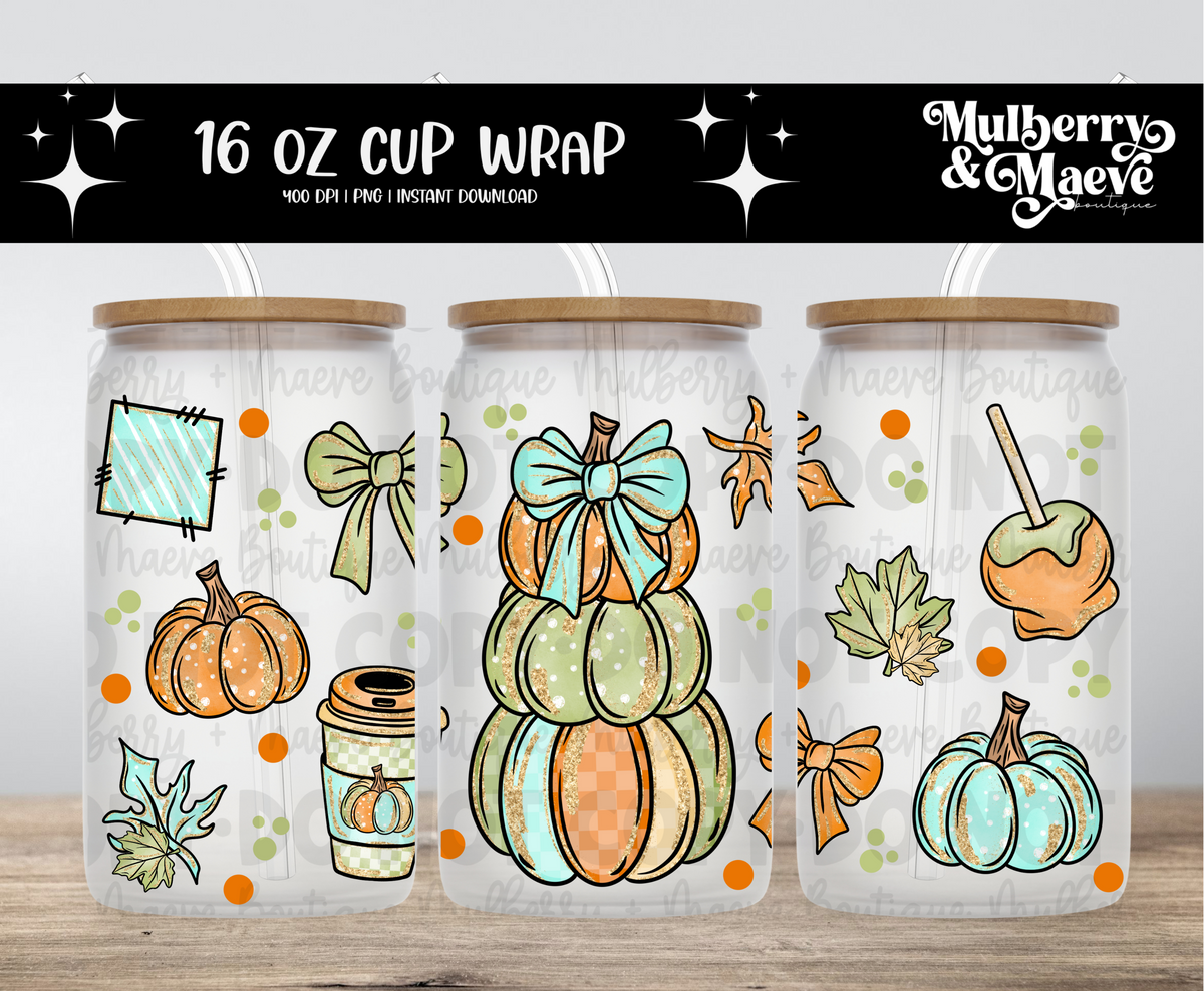 Colorful Fall Digital 16 oz Cup Wrap