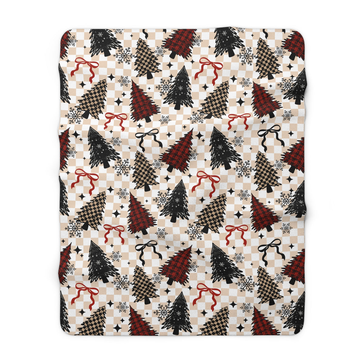 Christmas Plaid Trees Sherpa Fleece Blanket