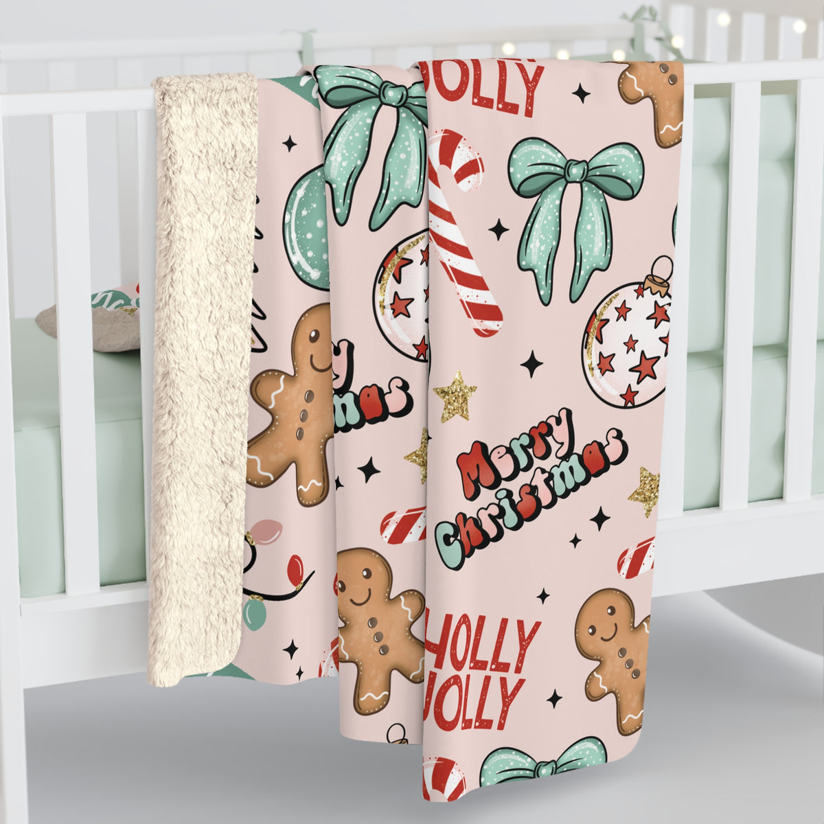 Gingerbread Christmas Sherpa Blanket