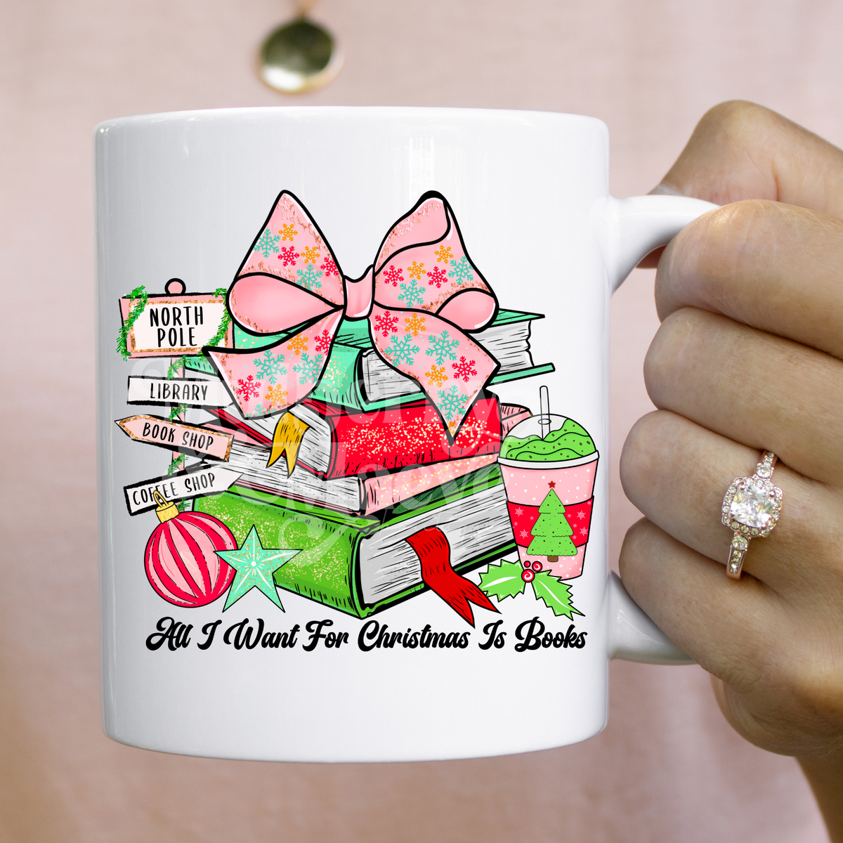 All I Want for Christmas Is Books DTF Transfer