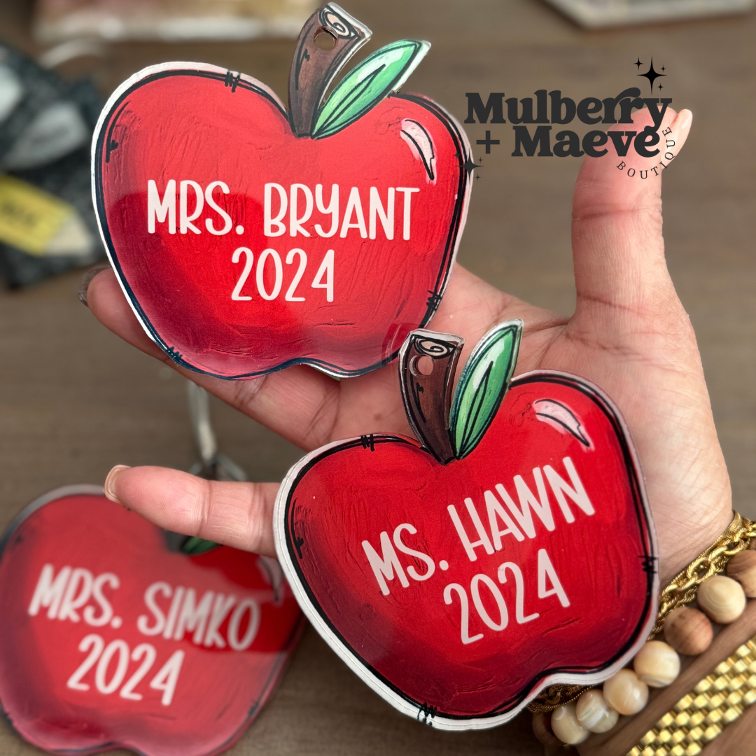 Personalized Acrylic Apple Tag