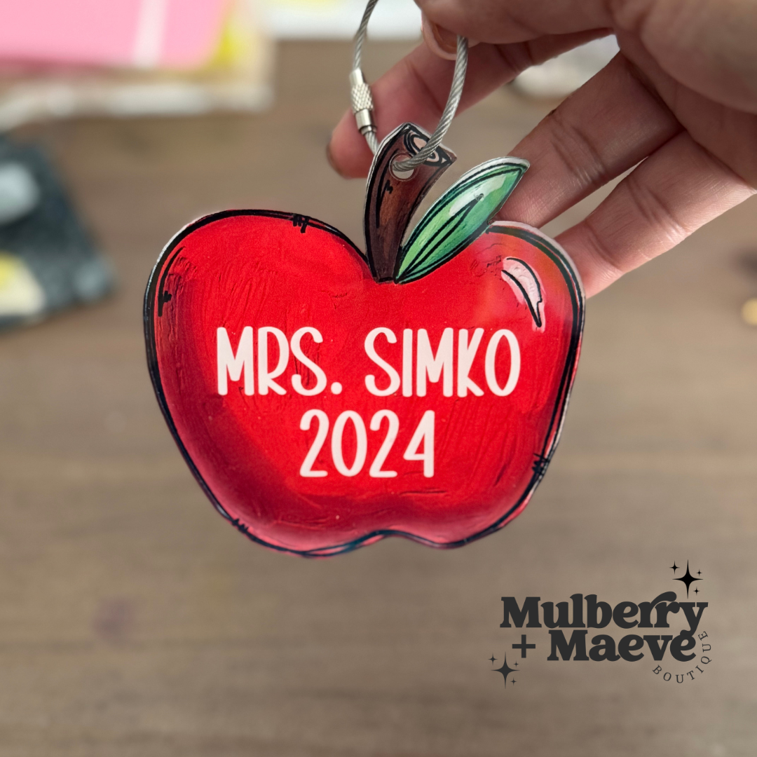 Personalized Acrylic Apple Tag
