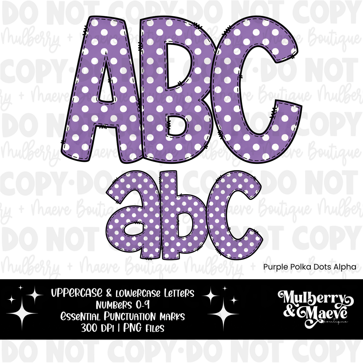 Purple Polka Dots Alpha Sets