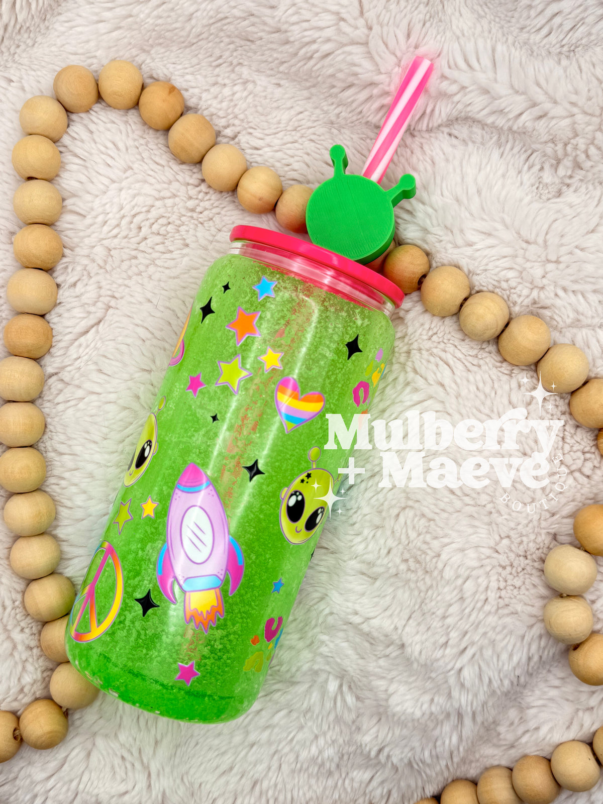 Cute Alien Slushie 20 oz Glass Tumbler