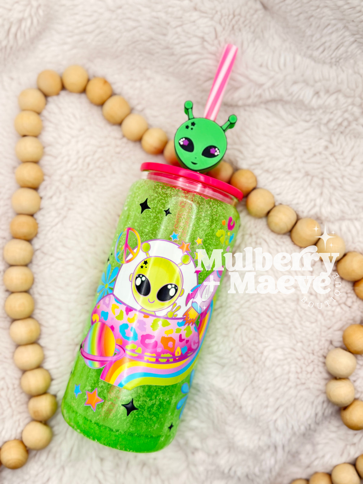 Cute Alien Slushie 20 oz Glass Tumbler