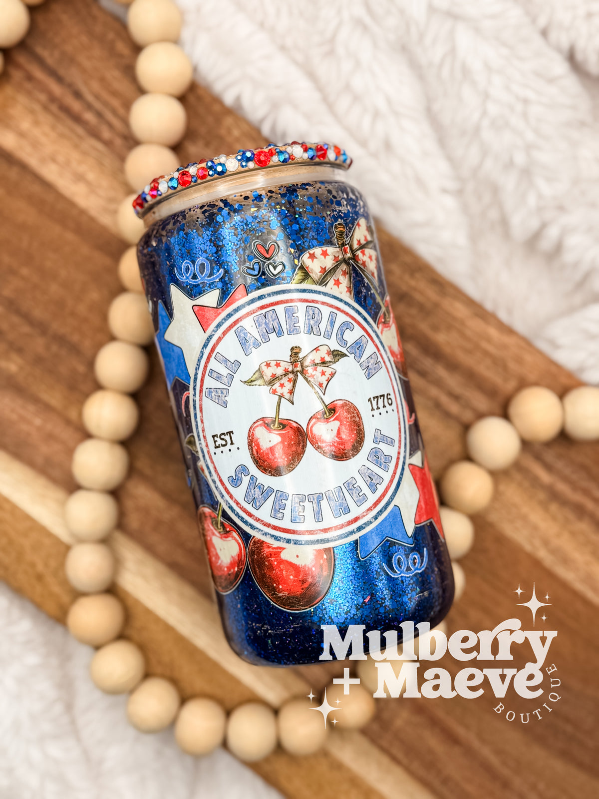 American Sweetheart Cherry 16 oz Glass Cup