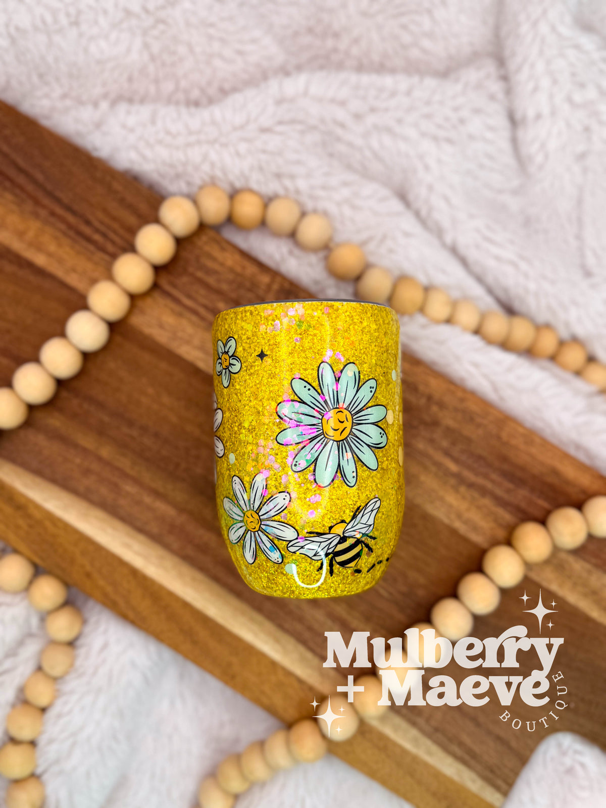 Bees &amp; Daisies 12 oz. Wine Tumbler