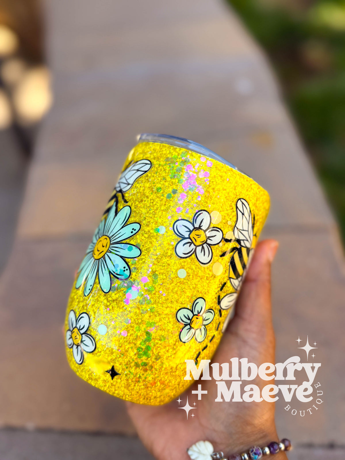 Bees &amp; Daisies 12 oz. Wine Tumbler