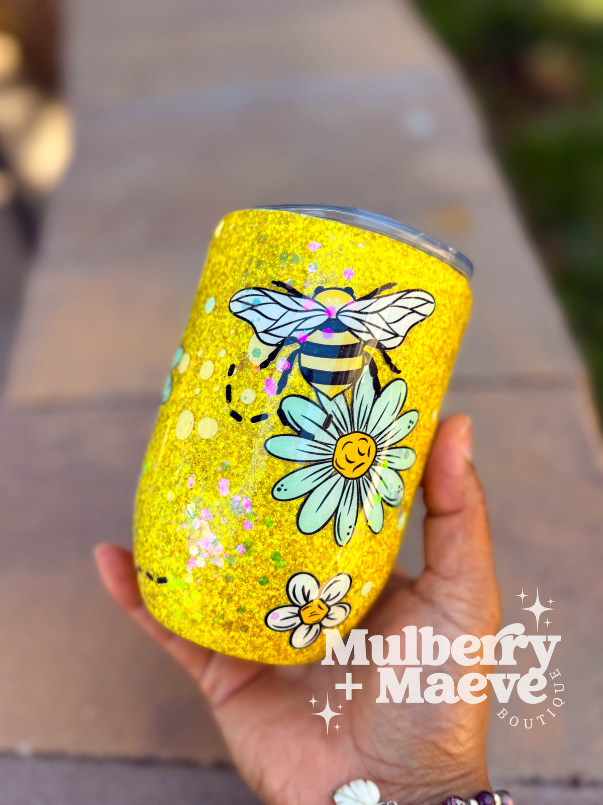 Bees &amp; Daisies 12 oz. Wine Tumbler