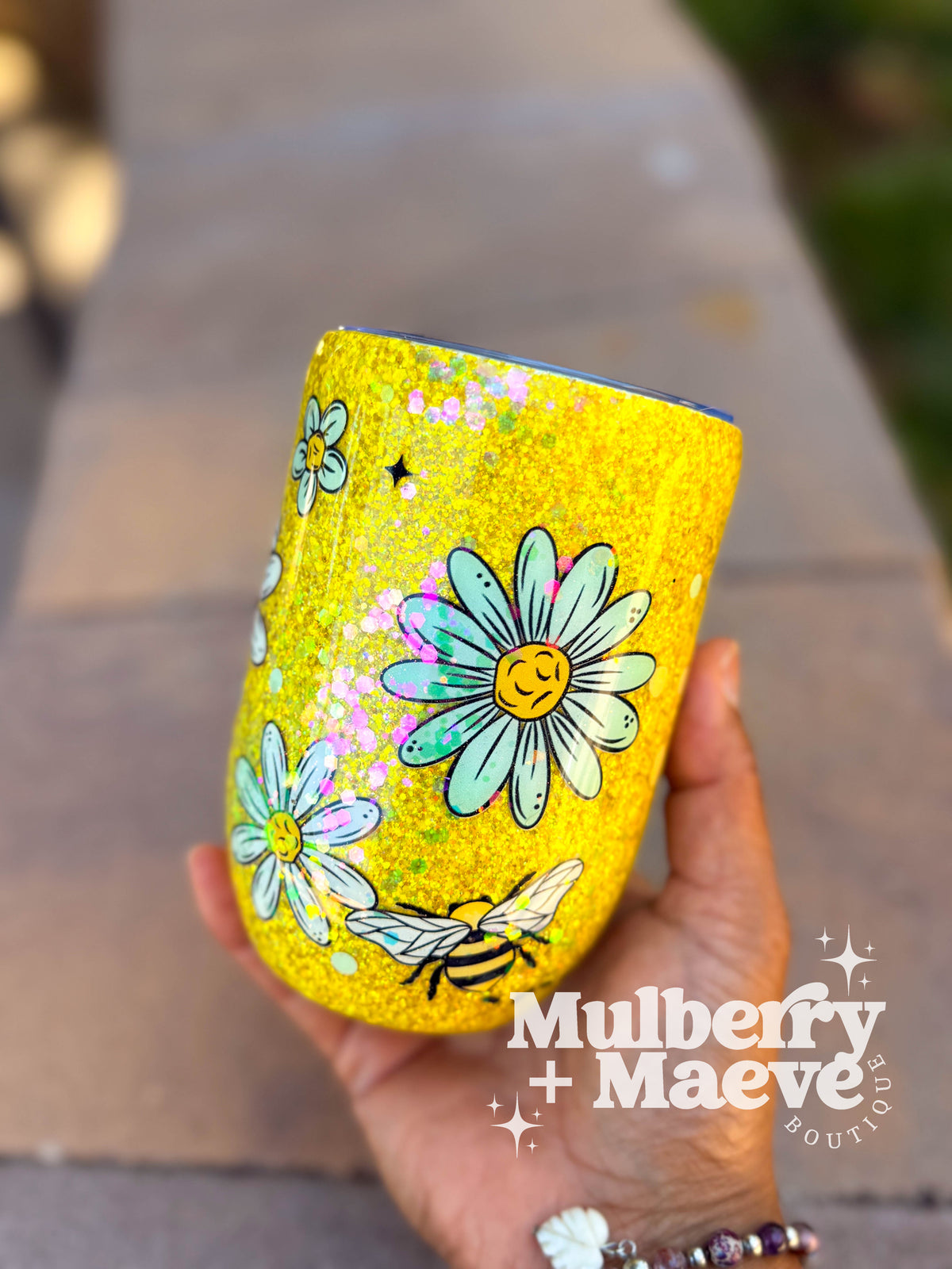 Bees &amp; Daisies 12 oz. Wine Tumbler