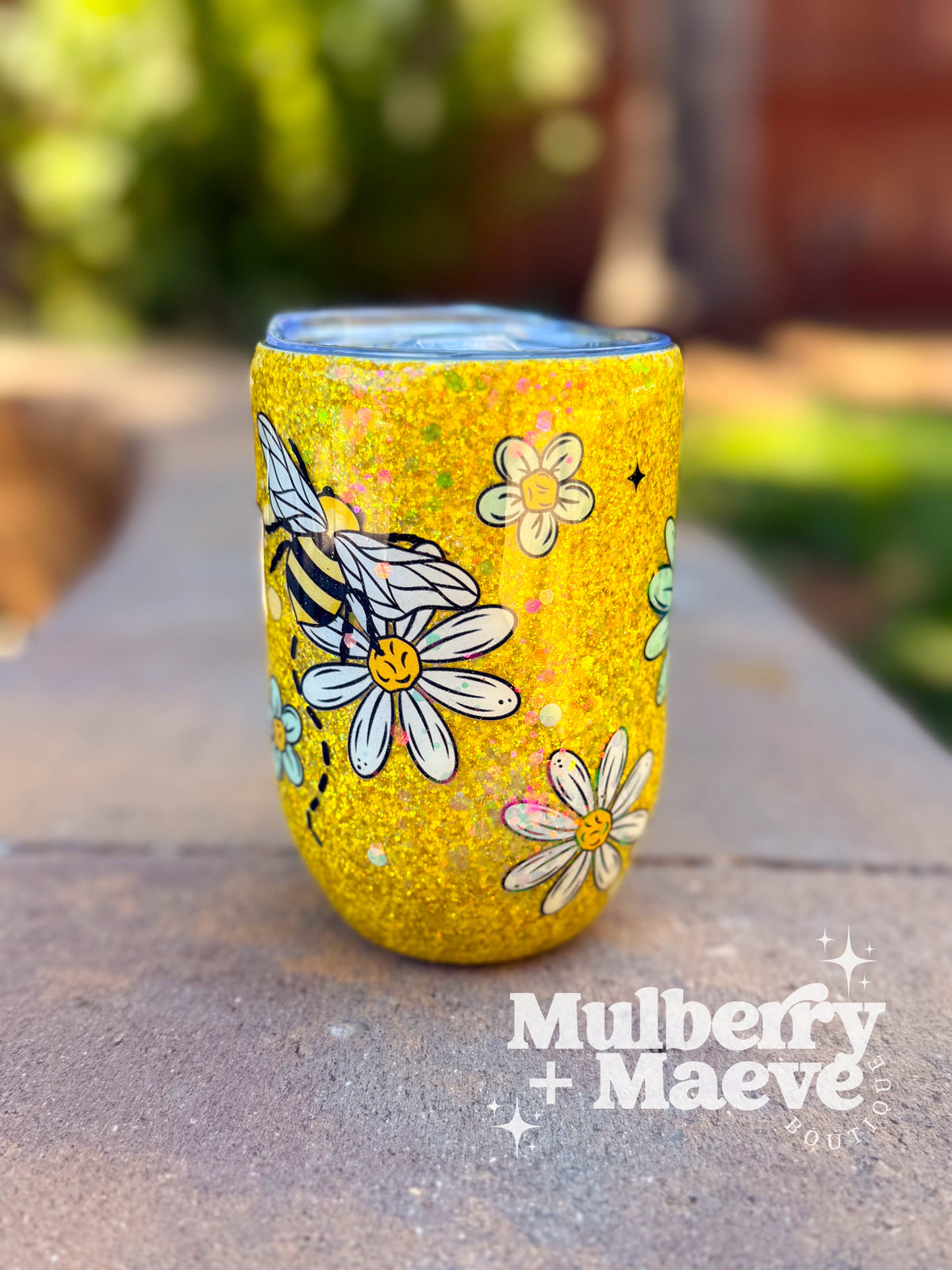 Bees &amp; Daisies 12 oz. Wine Tumbler
