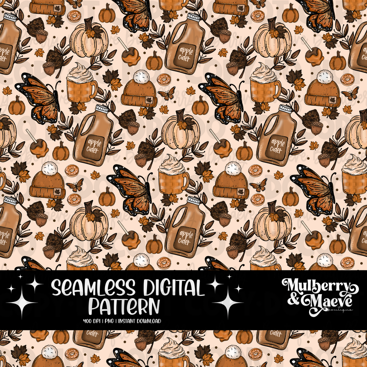 Fall Cider  Digital Seamless Pattern