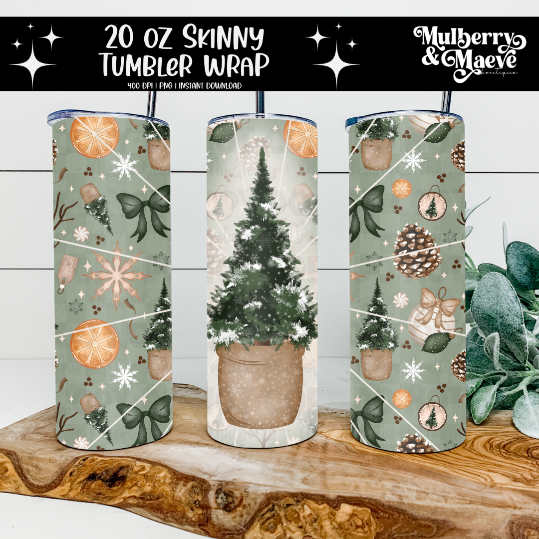 Rustic Christmas 20 oz. Digital Skinny Tumbler