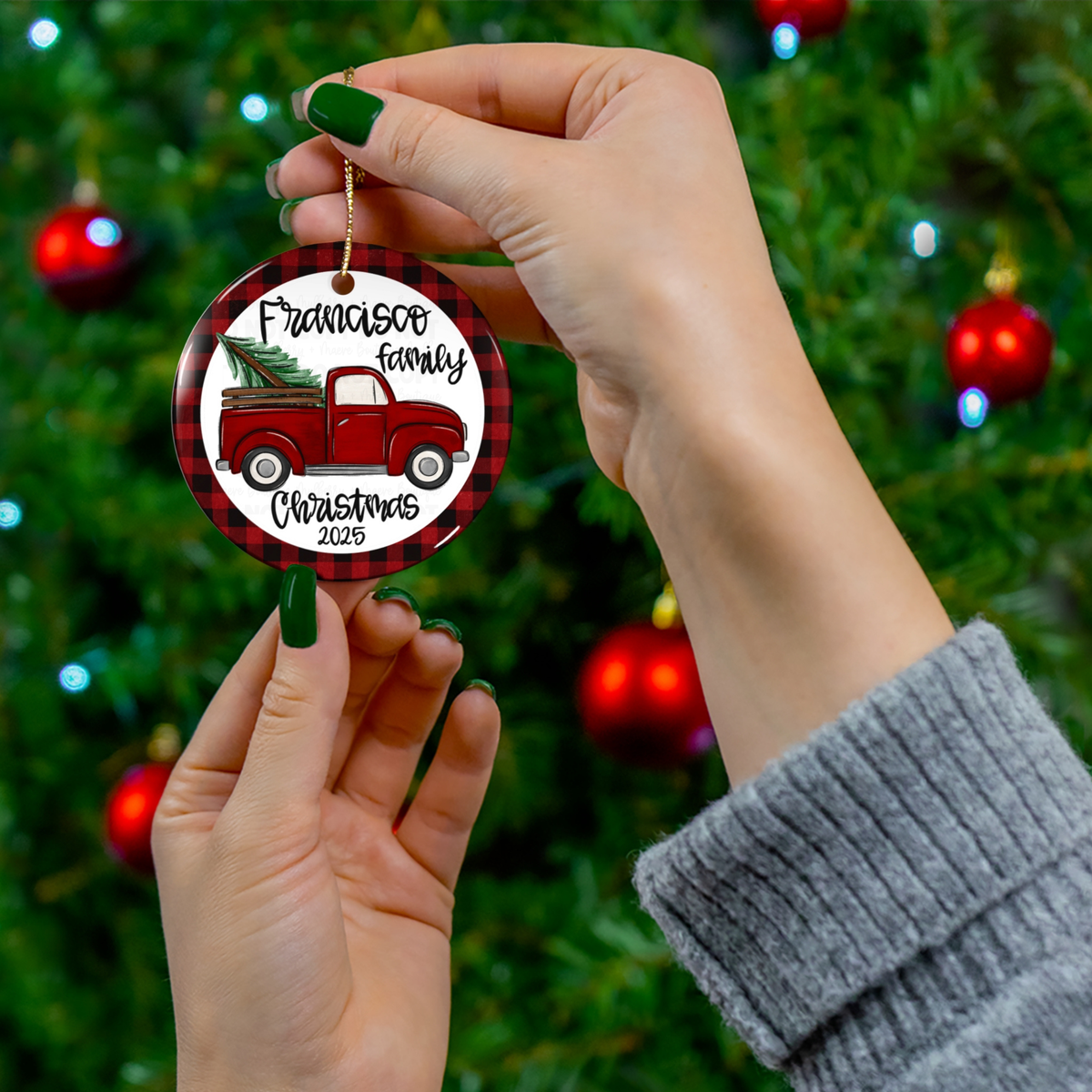 Custom Red Truck Oranment Digital Designs