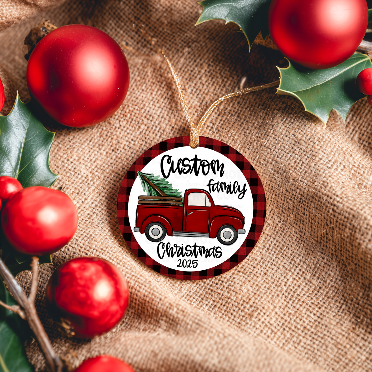 Custom Red Truck Oranment Digital Designs