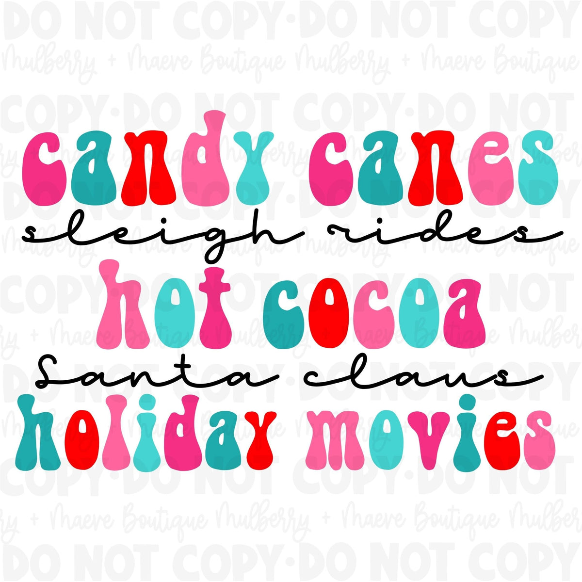 Candy Canes Sleigh Rides Sublimation Transfer