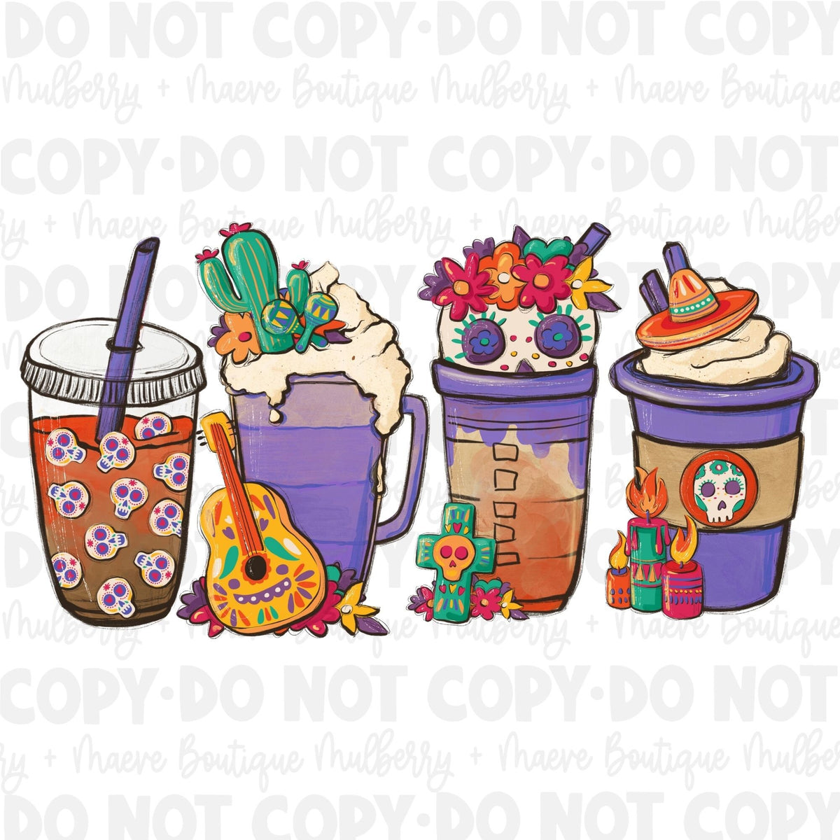 Day of the Dead Coffee Cups DTF