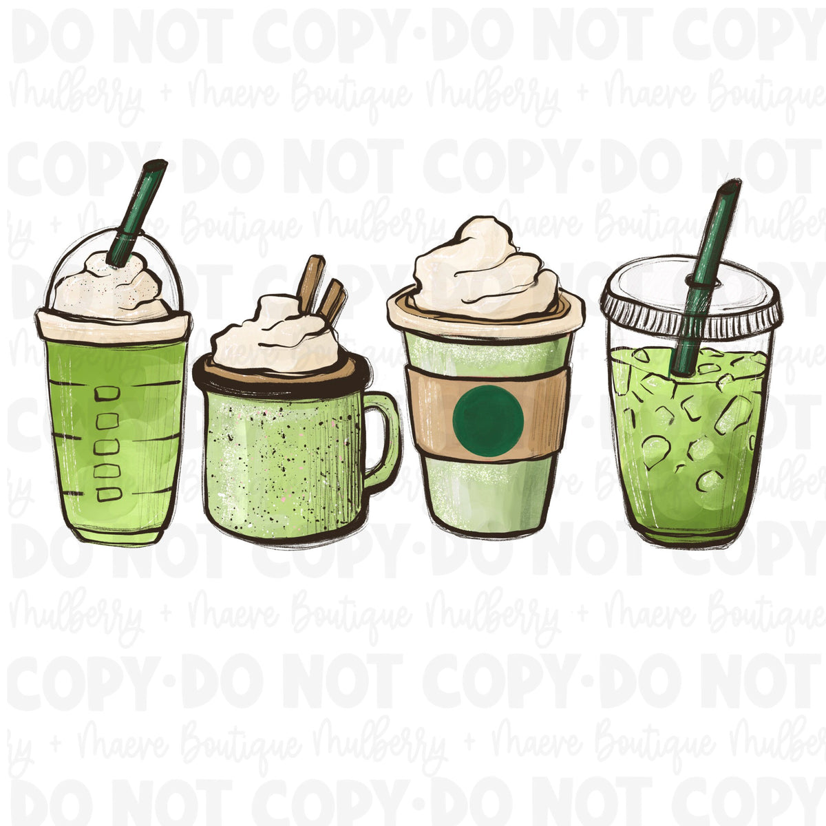 Matcha Tea Coffee Cups DTF