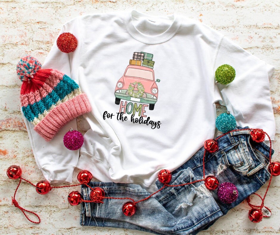 DTF Print Transfers | Ready To Press | Home For The Holidays | Christmas | Presents | Car