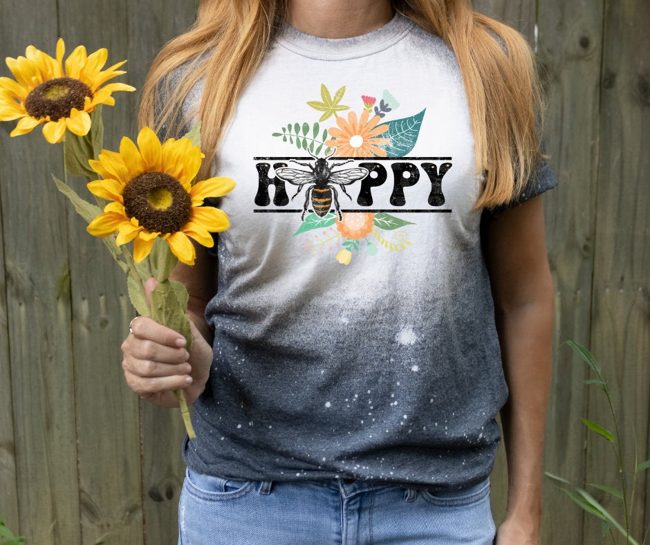 DTF Print Transfers | Ready To Press | Bee Happy | Bee | Retro |Flowers