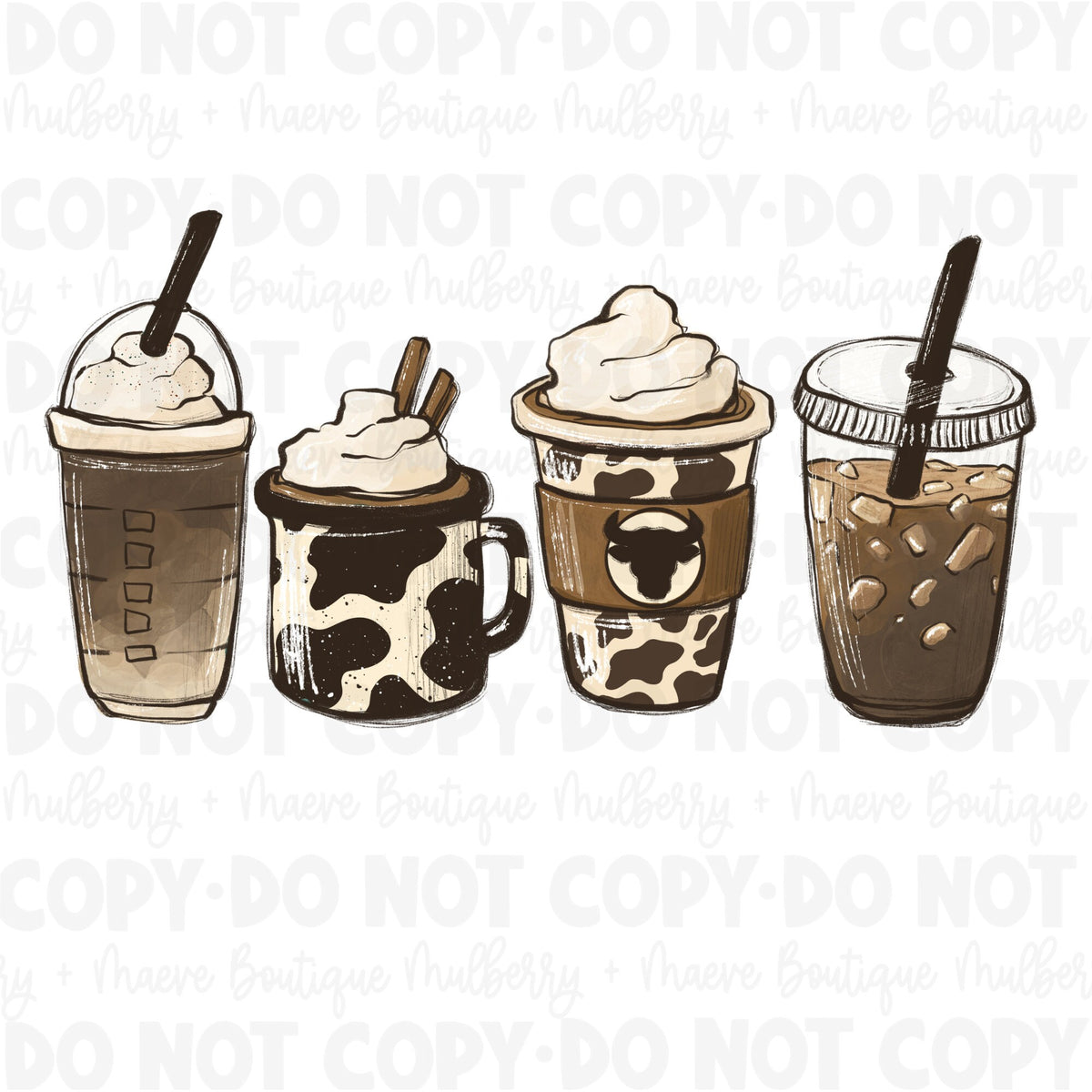 Cow Coffee Print DTF