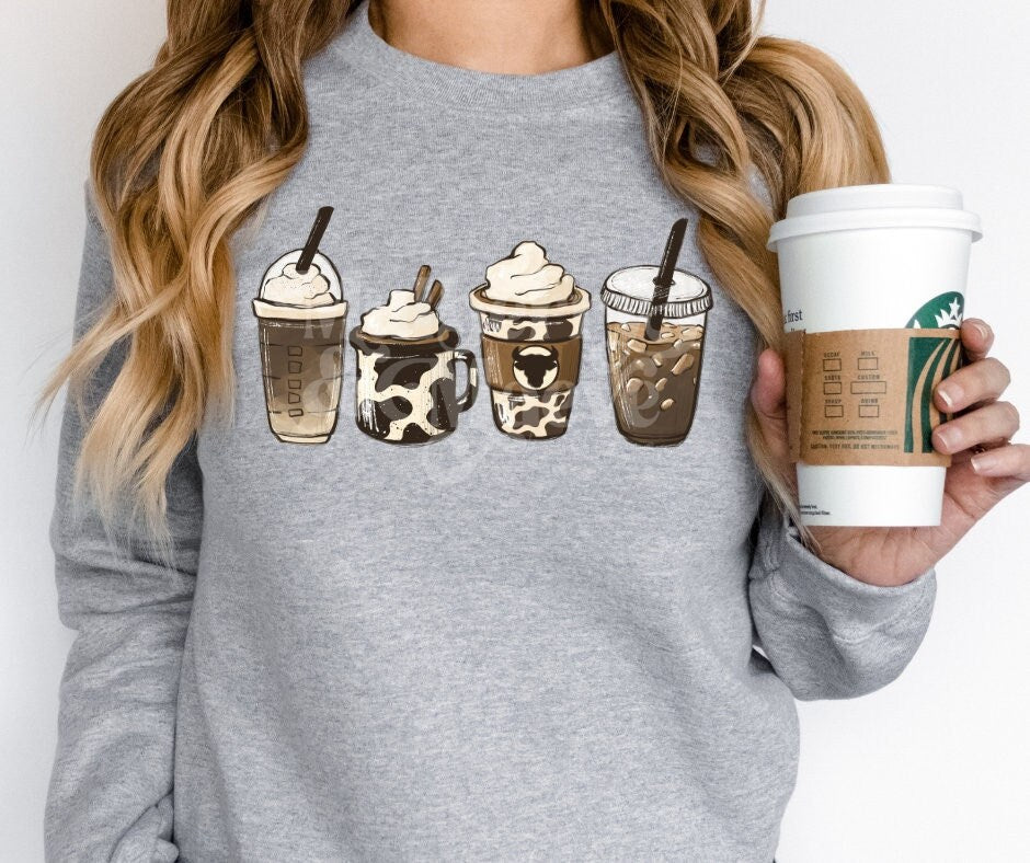 Cow Coffee Print DTF