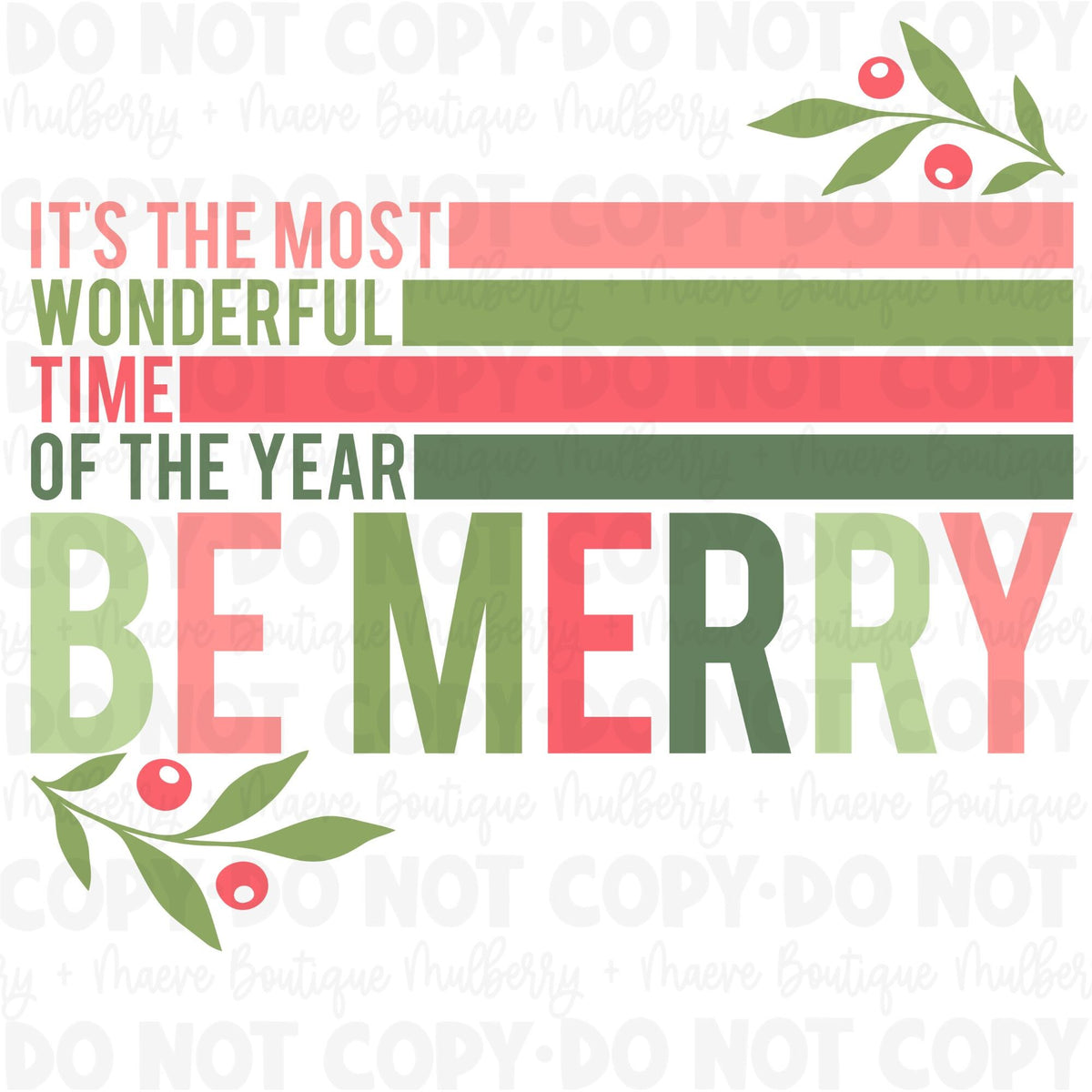 Be Merry Stripes DTF Transfer