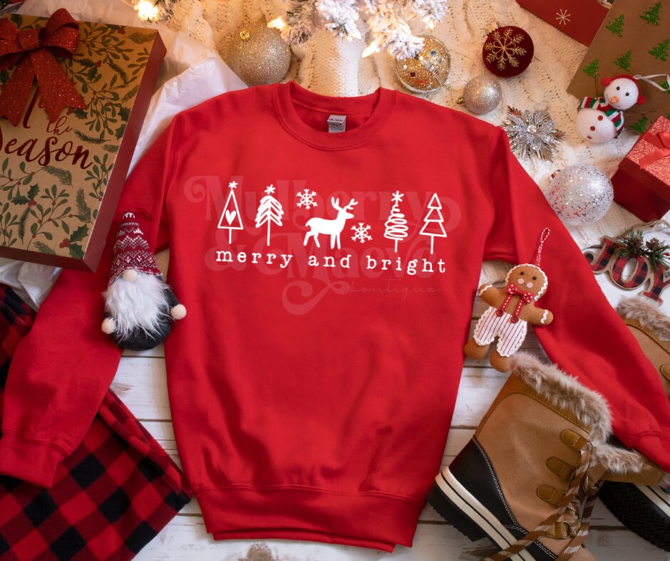 Merry &amp; Bright Trees DTF Transfer