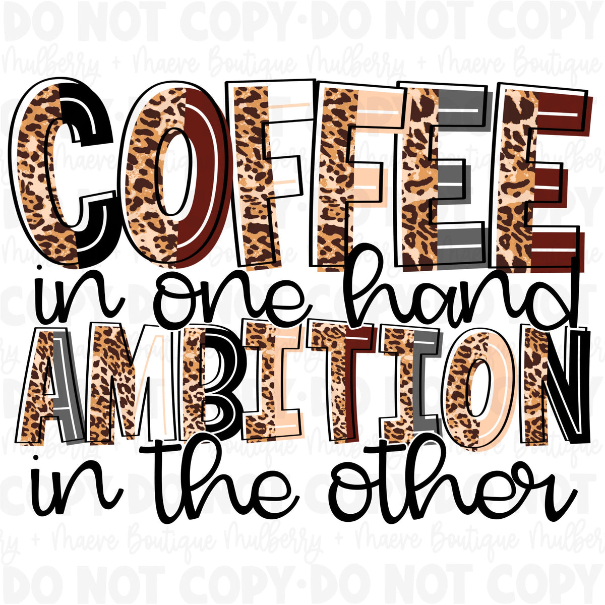 Coffee DTF Print Transfer for Blank Apparel. Leopard Coffee Shirt Ideas. Coffee Lover Gift Ideas.