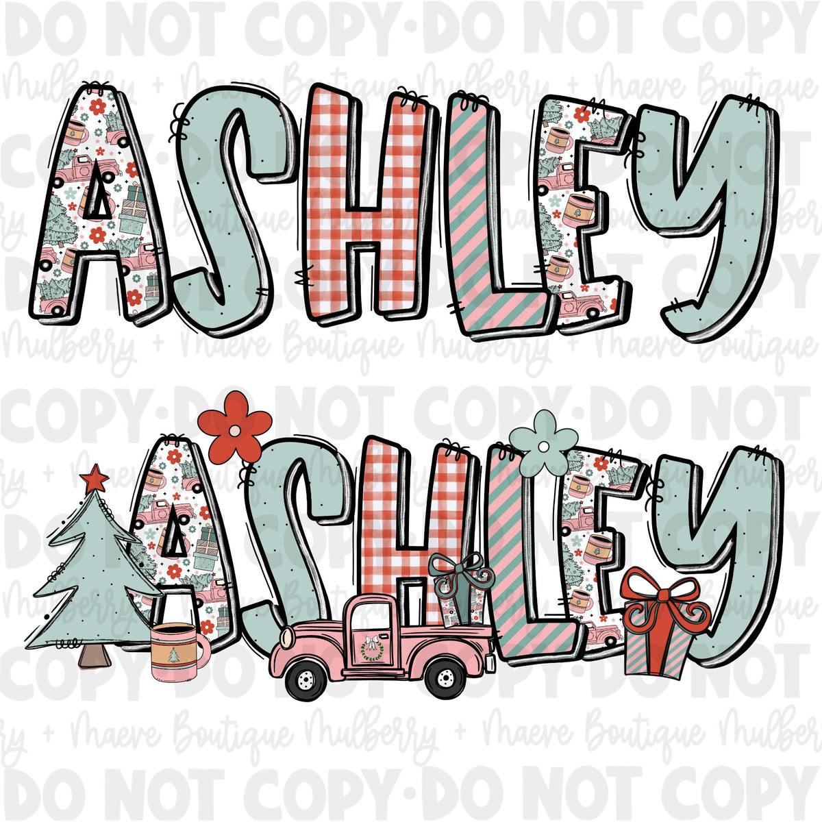 DTF | Ready To Press | Personalized Retro Christmas Name | Custom | Set