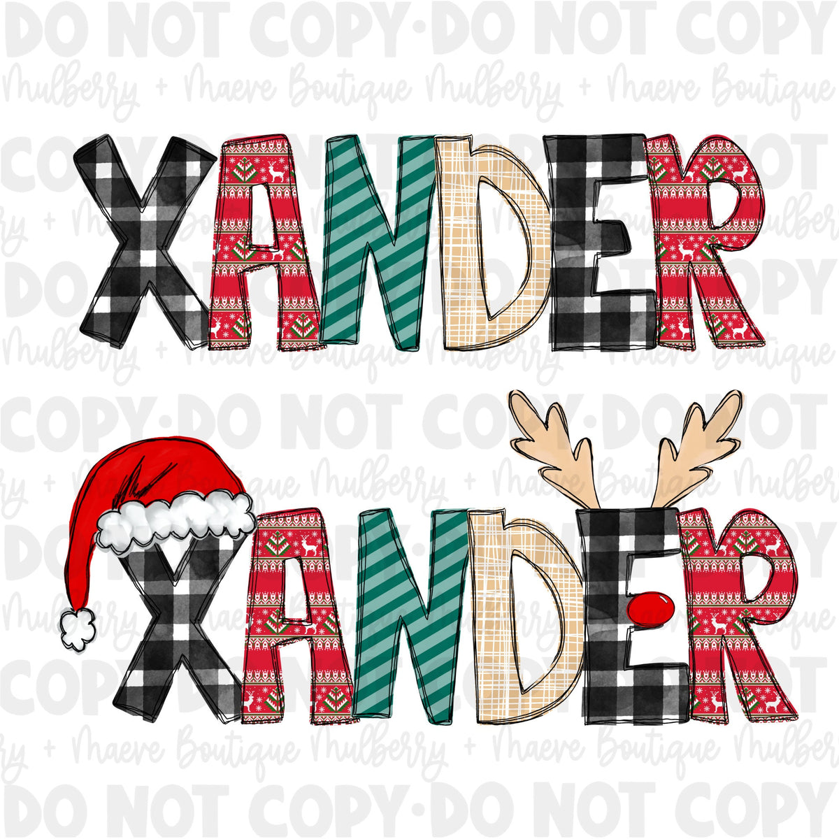 DTF | Ready To Press | Personalized Reindeer Christmas Name | Custom | Set