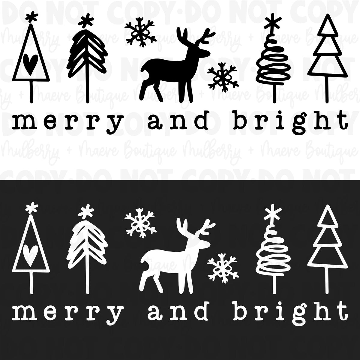 Merry &amp; Bright Trees DTF Transfer