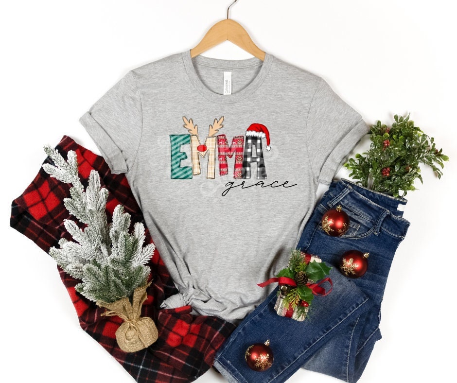 DTF | Ready To Press | Personalized Reindeer Christmas Name | Custom | Set