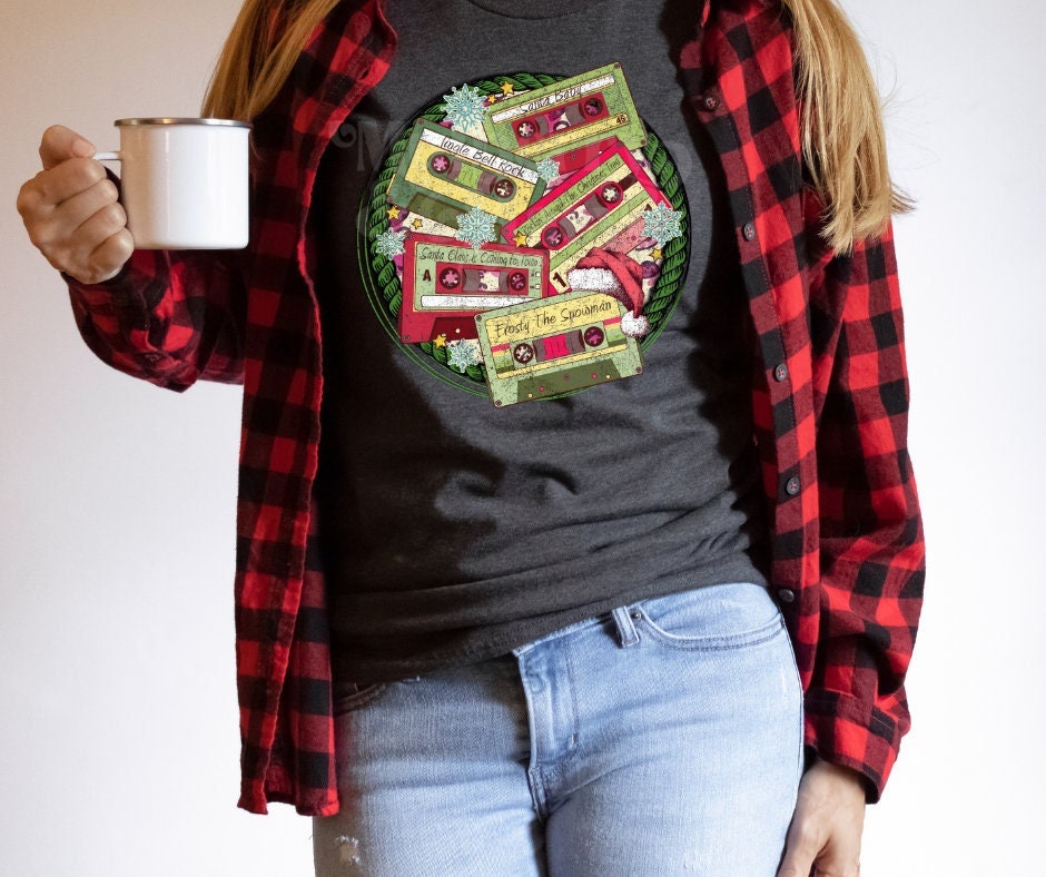 DTF Print Transfers | Ready To Press | Holiday Songs Cassette Tapes | Christmas | Winter | Holidays