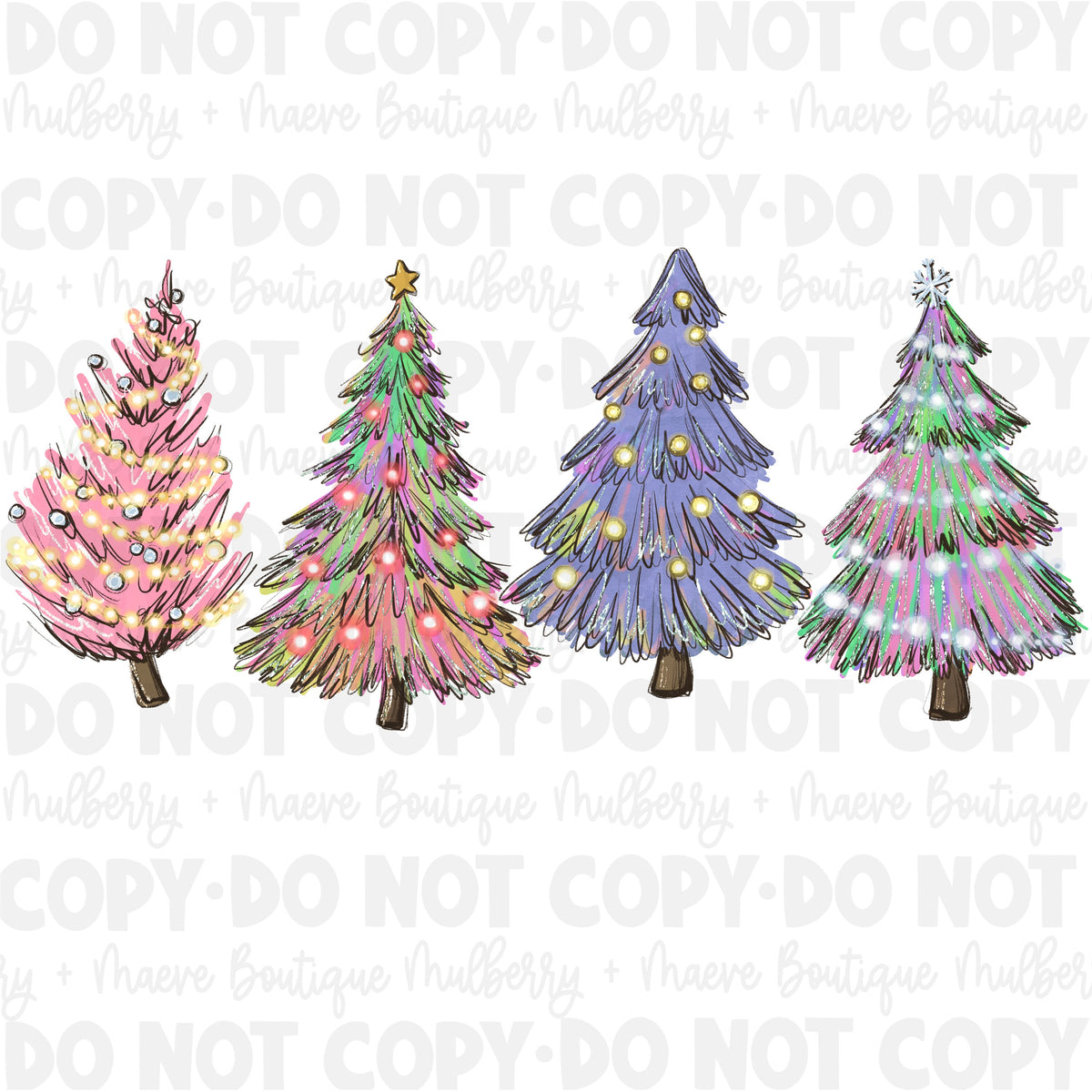DTF Print Transfers | Ready To Press | Rainbow Christmas Trees | Christmas