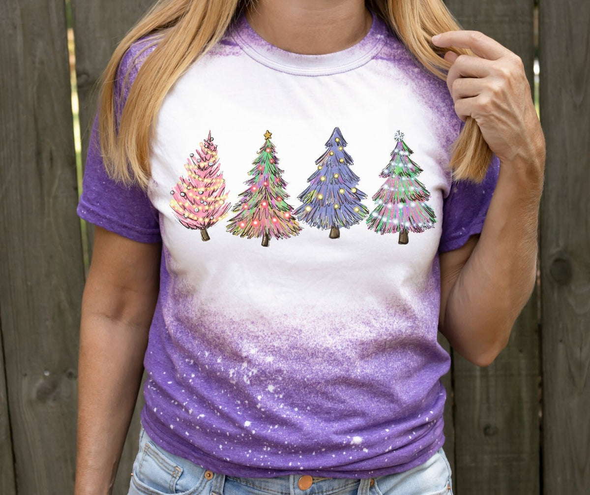 DTF Print Transfers | Ready To Press | Rainbow Christmas Trees | Christmas